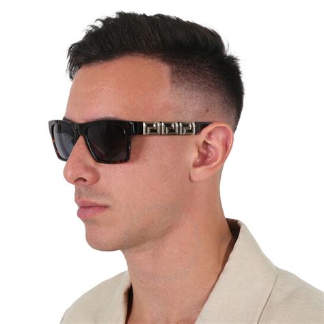 Versace Dark Gray Rectangular Men's Sunglasses .